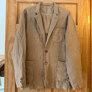Billy Reid Archie Herringbone Garment Dyed Linen Suit Sport Blazer Jacket 42L